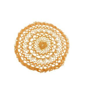 Vintage Grandma's Hand Crochet Small Doily 9" Handmade Beige Table Topper